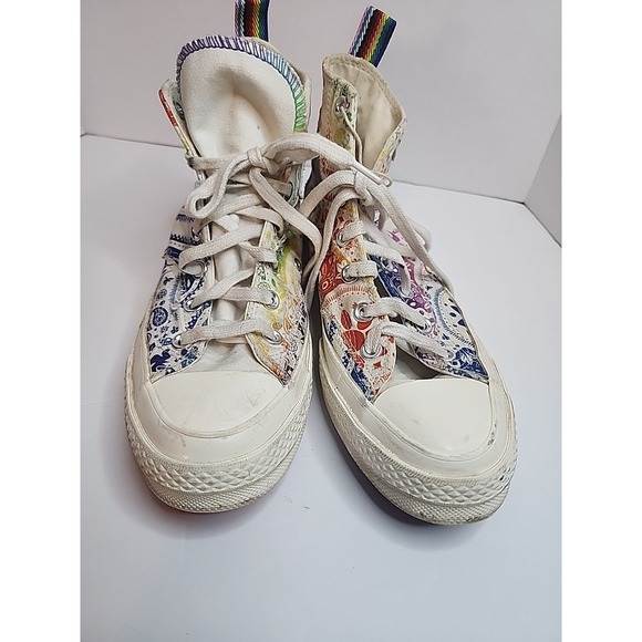 Converse Chuck 70 Hi Top Unity Pride Shoes W:Size 8 M: Size 6 Paisley Patchwork - Picture 4 of 13